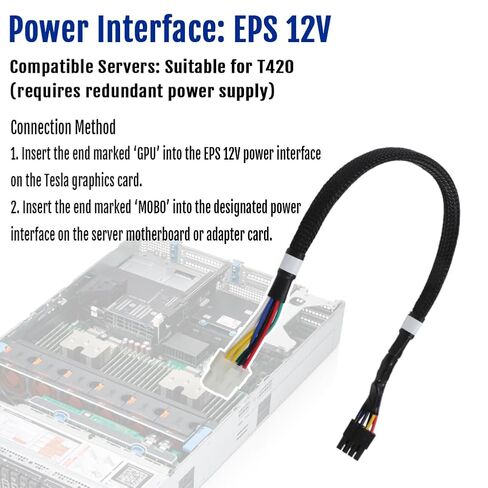 Riser to EPS 12V Power Cable for Dell PowerEdge R720 R730 for Tesla M40/P40/P100 in Saudi Arabia