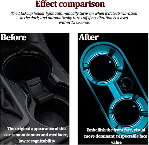 Car Cup Holder Coaster, 2PCS USB Rechargeable Vehicle LED Cup Holder Atmosphere Lights, Automotive Interior Decoration Lamp Drink Bottle Mat, Universal for SUV RV Truck (Multicolor Halo) in Saudi Arabia