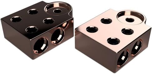 XS Power TB-704v1 Copper Terminal Blocks - Durable 700 Series 4-Spot 1/0AWG M6/M8 Bolts, Battery Terminal Connectors for Automotive Car Boat - Zinc Plated Adapters with Stainless Wingnuts in Saudi Arabia