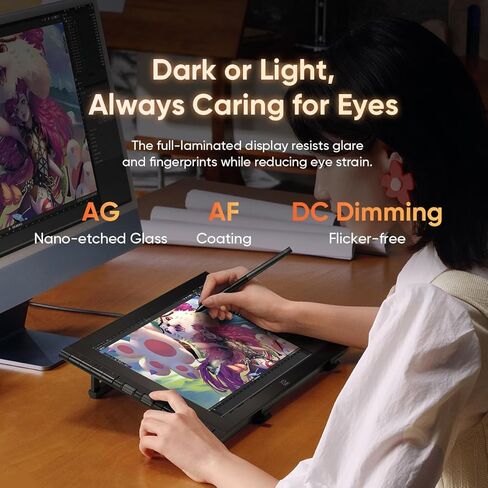 XPPen Artist 16 3rd Drawing Tablet with Screen, 15.4"Pen Display with 16K Pressure Stylus, Anti-Glare Etched Glass, 2 Scroll Wheels & 8 Hotkeys, Include Foldable Stand, Compatible with Mac/Win/Android in Saudi Arabia