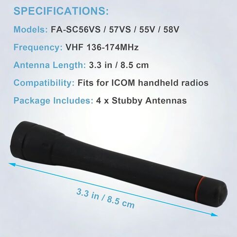 4Pcs FA-SC56VS VHF 136-174 MHz Replacement Short Antenna Fit for IC-F11 IC-F14 IC-F16 IC-F3 IC-F30 IC-F30GT IC-F33 IC-F33GS IC-F70 IC-F70S IC-F3001 IC-F3011 IC-F3021 IC-F3061 Two Way Radio 3.3 Inch in Saudi Arabia