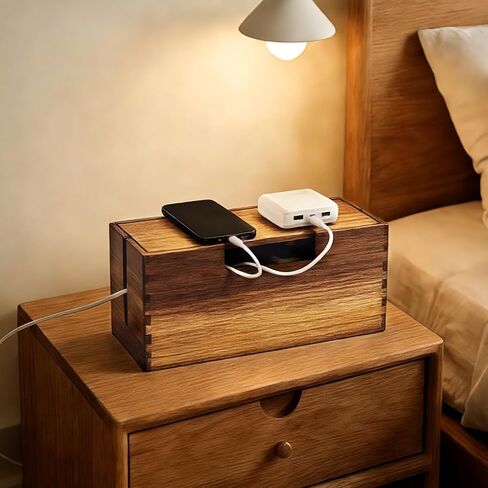Acacia Wood Cable Management Box, Wooden Cord Hider Organizer for Power Strip, Desk/Floor/TV Wire Storage, Under Desk Cable Organizer for Home Office in Saudi Arabia