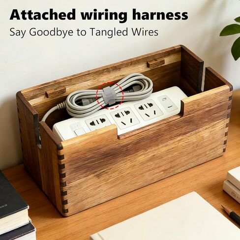 Acacia Wood Cable Management Box, Wooden Cord Hider Organizer for Power Strip, Desk/Floor/TV Wire Storage, Under Desk Cable Organizer for Home Office in Saudi Arabia