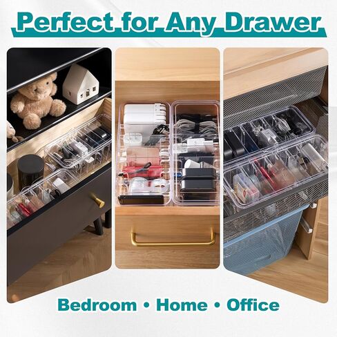 Cord Organizer Box 2 Pack – Clear Cable Organizer with Adjustable Dividers, Fits Up to 10ft Cables, Cord Storage Organizer for Chargers & Tech Accessories – Includes 16 Velcro Ties in Saudi Arabia