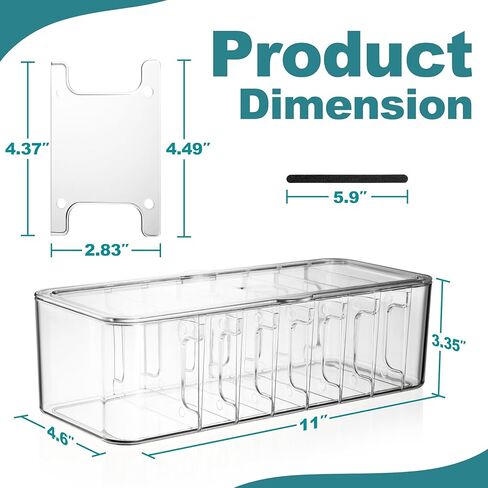 Cord Organizer Box 2 Pack – Clear Cable Organizer with Adjustable Dividers, Fits Up to 10ft Cables, Cord Storage Organizer for Chargers & Tech Accessories – Includes 16 Velcro Ties in Saudi Arabia
