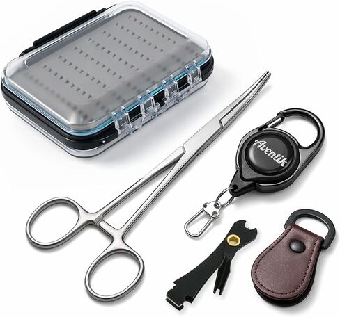 Aventik Fly Fishing Vest Tool Kit with Fly Box Fly Fishing Forceps Nipper Retractor Fly Fishing Zinger Leader Straightener Beginner Fly Fishing Accessory Kit in Saudi Arabia
