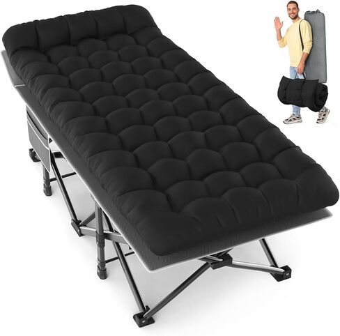 Slendor XXL Folding Camping Cot for Adults with Mattress Pillow Carry Bag, 32 inch Extra Wide Portable Sleeping Cot, 900LBS Support Outdoor Cot Bed for Office Nap Beach Travel RV in Saudi Arabia
