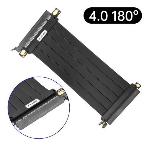 PCI-E 4.0 180° 16x Riser Cable for GPU Extension: Gold-Plated, TPE/HDPE Shielded, 20cm, 12V/5A — 1 Pc in Saudi Arabia