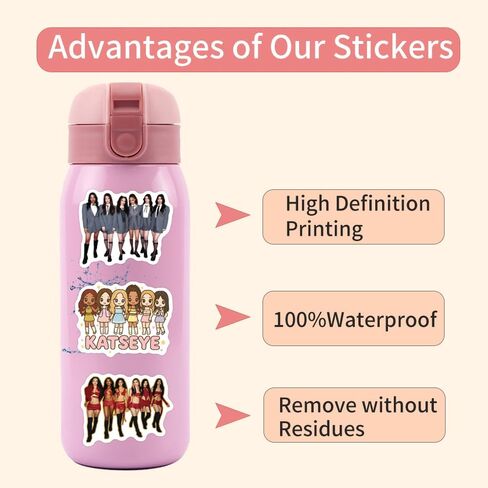 120 PCS KATSEYE Stickers, Waterproof Vinyl Pop Korean Girls Stickers for Laptop Water Bottle, Computer, Skateboard, Phone DIY Decals for Teens Adults in Saudi Arabia