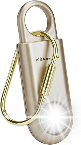 130dB Personal Safety Alarm Ultra Bright Strobe Light. Loud Sound Keychain Siren for Women, School Children, Night Runners, Hiking. Bear Alarm Deterrent. SOS Emergency Self Defense Alerts. Gold in Saudi Arabia