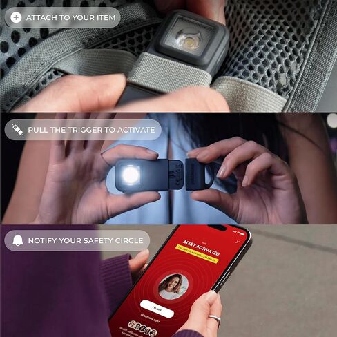 Pebblebee Halo Personal Safety Alarm | Loud Siren & Strobe Lights with Location Sharing, Rechargeable Safety Keychain Device with Flashlight | Works with Apple Find My & Google Find Hub in Saudi Arabia