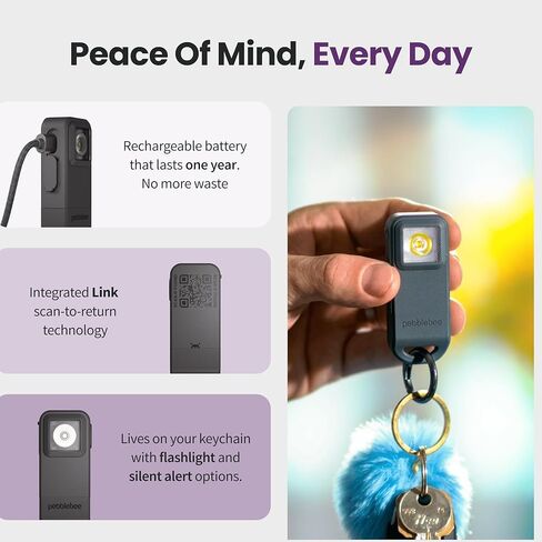 Pebblebee Halo Personal Safety Alarm | Loud Siren & Strobe Lights with Location Sharing, Rechargeable Safety Keychain Device with Flashlight | Works with Apple Find My & Google Find Hub in Saudi Arabia