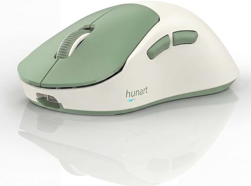 hunart H6 49g Wireless Mouse, Bluetooth & 2.4GHz Rechargeable Mouse, Lightweight Silent Ergonomic Mouse with USB-C Charging, Portable Right-Hand Office Mouse for Laptop, PC, MacBook, Tablet - Green in Saudi Arabia