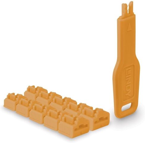 أقفال منفذ LINDY RJ45 باللون البرتقالي، عبوة من 10 + 1 مفتاح in Saudi Arabia