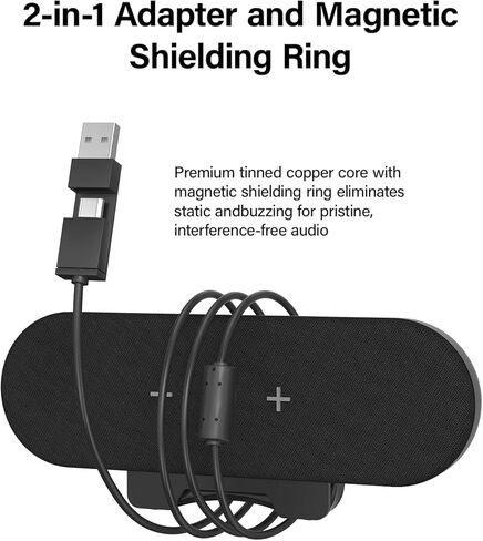 سماعات كمبيوتر للكمبيوتر المكتبي، مكبرات صوت تعمل بالطاقة USB بقدرة 14 وات مع تحكم باللمس ومشبك عريض 1.38 بوصة، صوت ستيريو محسن، مكبرات صوت سطح المكتب لنظام التشغيل Mac Windows PS5 (أسود) in Saudi Arabia