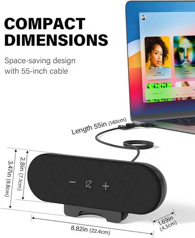 سماعات كمبيوتر للكمبيوتر المكتبي، مكبرات صوت تعمل بالطاقة USB بقدرة 14 وات مع تحكم باللمس ومشبك عريض 1.38 بوصة، صوت ستيريو محسن، مكبرات صوت سطح المكتب لنظام التشغيل Mac Windows PS5 (أسود) in Saudi Arabia