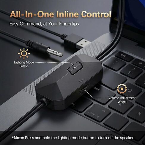 سماعات كمبيوتر Bluedee للكمبيوتر المكتبي، مكبرات صوت Aux للكمبيوتر المكتبي مقاس 3.5 مم مع ضوء RGB ديناميكي، قابس USB سلكي وتشغيل شريط صوت للكمبيوتر، مكبرات صوت للألعاب يمكن التحكم فيها للكمبيوتر الشخصي والكمبيوتر المحمول in Saudi Arabia