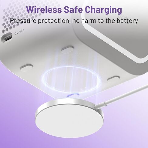 قاعدة شحن لاسلكية مصنوعة من سبائك الألومنيوم المعدنية لمشغل Yoto 3، تتضمن كابل USB-C بطول 4.9 قدم وكتلة محول شحن، قاعدة طاقة للاستخدام المنزلي أثناء السفر (ليس للأجهزة اللاسلكية الأخرى) in Kuwait