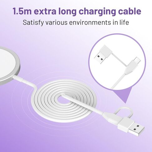 قاعدة شحن لاسلكية مصنوعة من سبائك الألومنيوم المعدنية لمشغل Yoto 3، تتضمن كابل USB-C بطول 4.9 قدم وكتلة محول شحن، قاعدة طاقة للاستخدام المنزلي أثناء السفر (ليس للأجهزة اللاسلكية الأخرى) in Kuwait