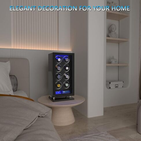 DUKWIN Watch Winder، لفافات ساعة بقفل بصمة الإصبع لـ 6/8/12 مع شاشة LCD تعمل باللمس، جهاز تحكم عن بعد، محرك هادئ للغاية، ضوء أزرق ووسائد ساعة قابلة للتعديل للساعات العالمية وجامع الساعات in Kuwait