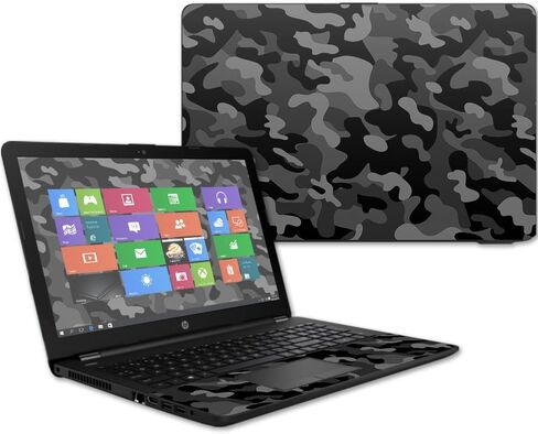 MightySkins Skin Compatible With HP 15t Laptop 15.6" (2017) - Black Camo | Protective, Durable, and Unique Vinyl Decal wrap cover | Easy To Apply, Remove, and Change Styles | Made in the USA in Saudi Arabia