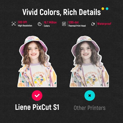 Liene PixCut S1 Inspire Plus Pack - طابعة ملصقات ملونة الكل في واحد وآلة قطع، طابعة صور حرارية صبغ التسامي، 300 نقطة في البوصة، صانع ملصقات ملونة مع 180 ورقة (36 صورة + 216 ورقة ملصق) in Kuwait