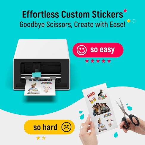 Liene PixCut S1 Inspire Plus Pack - طابعة ملصقات ملونة الكل في واحد وآلة قطع، طابعة صور حرارية صبغ التسامي، 300 نقطة في البوصة، صانع ملصقات ملونة مع 180 ورقة (36 صورة + 216 ورقة ملصق) in Kuwait