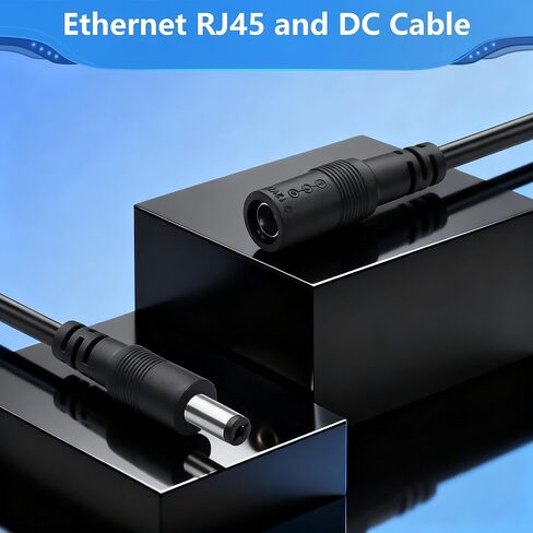 CERRXIAN 32FT Ethernet RJ45 وكابل طاقة الكاميرا، POE CAT5 Ethernet مع مصدر طاقة، Cat 5 RJ45 + 5.5x2.1mm سلك طاقة DC، لنظام مراقبة كاميرا CCTV الأمنية IP إلخ in Saudi Arabia