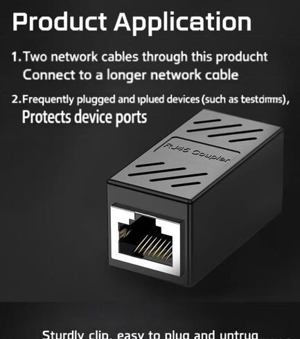 Hididi RJ45 Cat5 Couplers, (2Pack) in Line Coupler Cat5 Cat5e Cat6 Cat7 Ethernet Cable 8P8C Extender Adapter Female to Female, Black in Saudi Arabia