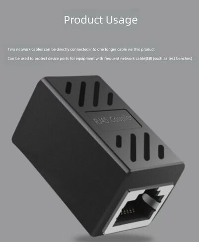 Hididi RJ45 Cat5 Couplers, (2Pack) in Line Coupler Cat5 Cat5e Cat6 Cat7 Ethernet Cable 8P8C Extender Adapter Female to Female, Black in Saudi Arabia