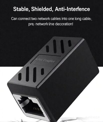 Hididi RJ45 Cat5 Couplers, (2Pack) in Line Coupler Cat5 Cat5e Cat6 Cat7 Ethernet Cable 8P8C Extender Adapter Female to Female, Black in Saudi Arabia