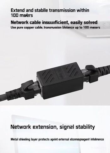Hididi RJ45 Cat5 Couplers, (2Pack) in Line Coupler Cat5 Cat5e Cat6 Cat7 Ethernet Cable 8P8C Extender Adapter Female to Female, Black in Saudi Arabia