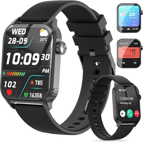 ساعة ذكية TRAUSI للرجال، 120 وضعًا رياضيًا مع شاشة HD 1.83 بوصة، Alexa مدمجة، مراقب معدل ضربات القلب/النوم، مقاومة للماء IP67، مكالمات بلوتوث والتحكم في الموسيقى، ساعة لياقة بدنية لهاتف iPhone/Android باللون الأسود in Kuwait
