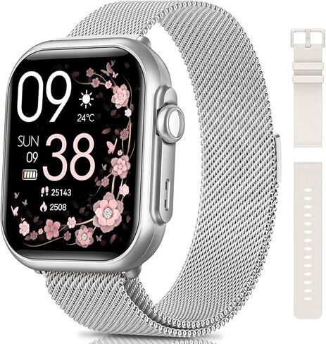 Smart Watch for Women for iPhone Android:1.85" Smartwatch Fitness Tracker | Make/Answer Call Sleep Heart Rate SpO2 Blood Pressure Monitor IP68 Waterproof 120+Sport Mode 1000mAh Battery 2Bands in Saudi Arabia