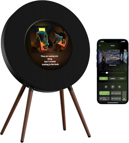 Record R1 Vinyl-Style Bluetooth Speaker, 2.1 Stereo Hi-Fi, Album Art Animation with Dynamic Mood Lyrics, Wi-Fi & Bluetooth, Home Audio & Décor in Saudi Arabia