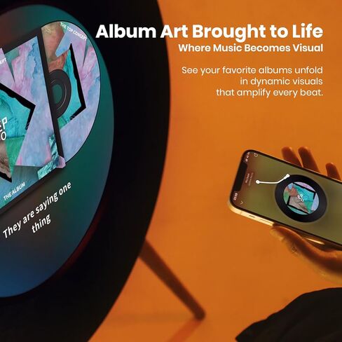 Record R1 Vinyl-Style Bluetooth Speaker, 2.1 Stereo Hi-Fi, Album Art Animation with Dynamic Mood Lyrics, Wi-Fi & Bluetooth, Home Audio & Décor in Saudi Arabia