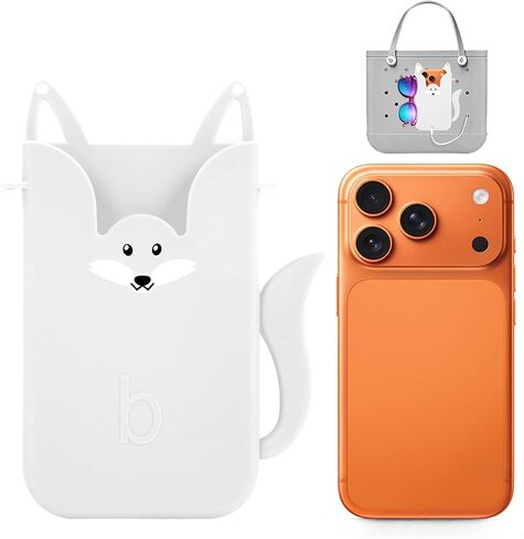 Silicone Phone Holder for Bogg Bags – Compatible Phone Case Attachment, Beach Tote Accessory, Fox-Shaped Bogg Bag Accessories & Charms, Compatible with All Bogg Bags(Pink) in Saudi Arabia
