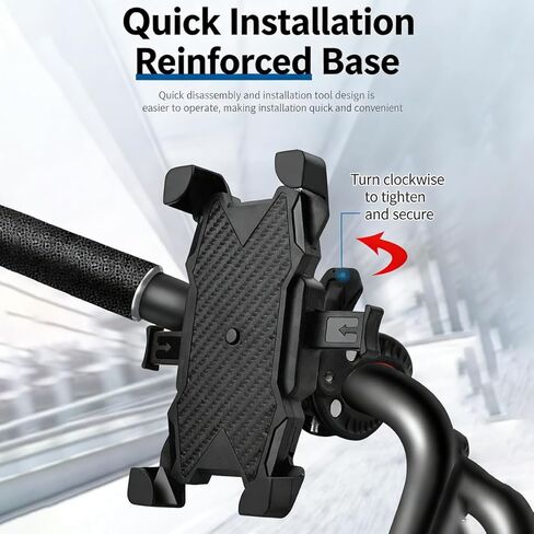 Motorcycle Phone Mount - [Windproof Up to 150 MPH] [Compatible with 7.2-Inch Large-Screen Phones] | Bicycle Phone Holder, Motorcycle Handlebar Phone Clip, Fits iPhone 16 Pro Max in Saudi Arabia