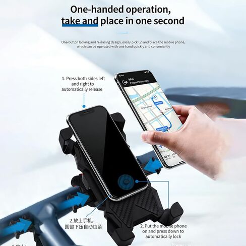 Motorcycle Phone Mount - [Windproof Up to 150 MPH] [Compatible with 7.2-Inch Large-Screen Phones] | Bicycle Phone Holder, Motorcycle Handlebar Phone Clip, Fits iPhone 16 Pro Max in Saudi Arabia