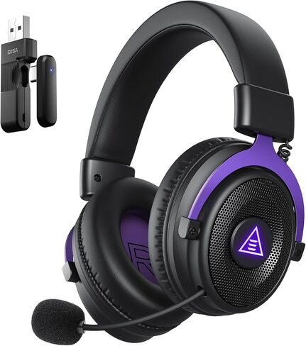 EKSA E900WT Wireless Gaming Headset for PC Ps5 Ps4, 2.4 Ghz USB&Type-C Gaming Headphones with Microphone, 30ms Latency, 80H Battery Bluetooth Headphones for Switch, Laptop, Mobile, Mac in Saudi Arabia