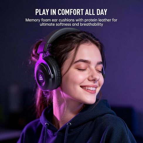 EKSA E900WT Wireless Gaming Headset for PC Ps5 Ps4, 2.4 Ghz USB&Type-C Gaming Headphones with Microphone, 30ms Latency, 80H Battery Bluetooth Headphones for Switch, Laptop, Mobile, Mac in Saudi Arabia