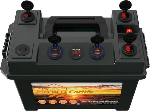 Portable Smart Battery Box Trolling Motor 12V - with QC3.0 /PD Type-C Port/Anderson Plug/Digital Voltmeter, Power Center for RV Solar Panel Boat in Saudi Arabia