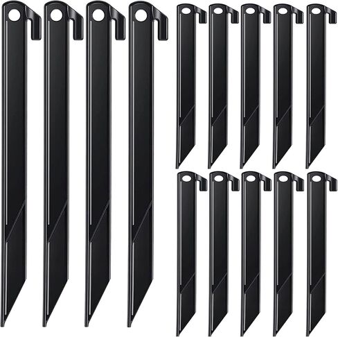 16 Pcs Plastic Stakes 12 inch Heavy Duty Tent Stakes, Replacement Inflatables Stakes, Outdoor Yard Ground Anchor for Christmas Decorations Garden Tent, Camping Accessories Black in Saudi Arabia