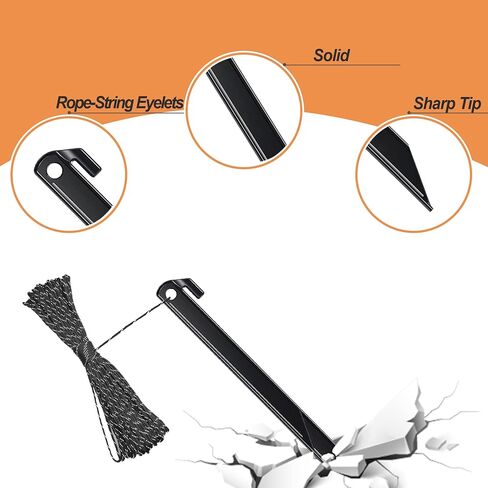 16 Pcs Plastic Stakes 12 inch Heavy Duty Tent Stakes, Replacement Inflatables Stakes, Outdoor Yard Ground Anchor for Christmas Decorations Garden Tent, Camping Accessories Black in Saudi Arabia