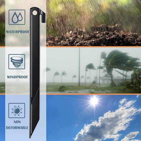 16 Pcs Plastic Stakes 12 inch Heavy Duty Tent Stakes, Replacement Inflatables Stakes, Outdoor Yard Ground Anchor for Christmas Decorations Garden Tent, Camping Accessories Black in Saudi Arabia