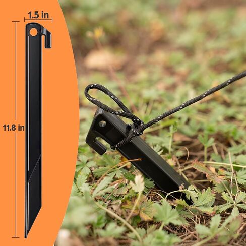 16 Pcs Plastic Stakes 12 inch Heavy Duty Tent Stakes, Replacement Inflatables Stakes, Outdoor Yard Ground Anchor for Christmas Decorations Garden Tent, Camping Accessories Black in Saudi Arabia
