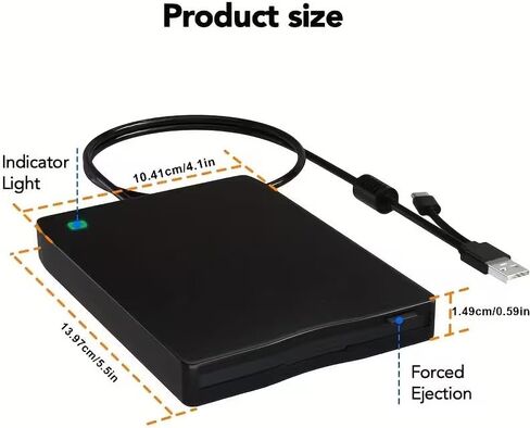 Portable USB 3.5 inch floppy disk external floppy drive, dual interface 1.44MB disk drive, compatible with laptops and desktops, simple connection for data transfer and storage, portable storage drive in Saudi Arabia