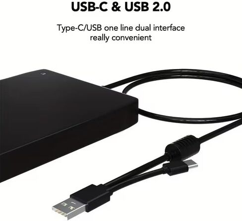 Portable USB 3.5 inch floppy disk external floppy drive, dual interface 1.44MB disk drive, compatible with laptops and desktops, simple connection for data transfer and storage, portable storage drive in Saudi Arabia
