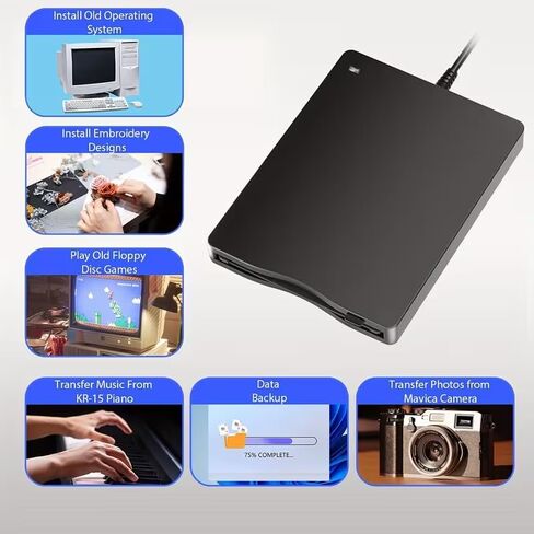 Portable USB 3.5 inch floppy disk external floppy drive, dual interface 1.44MB disk drive, compatible with laptops and desktops, simple connection for data transfer and storage, portable storage drive in Saudi Arabia