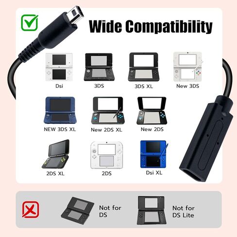 محول شحن USB-C إلى 3DS | محول منفذ شحن USB من النوع C أنثى إلى نينتندو 3DS/2DS XL 3DS/2DS XL 3DS 2DS DSi XL | متوافق مع PD، تيار ثابت 5 فولت/1 أمبير - أسود - 18.5 سم in Saudi Arabia